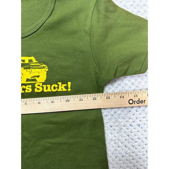 American Apparel Shirt Kids Small Green Hummers Suck Graphic Tee Short Sleeve - Picture 6 of 8